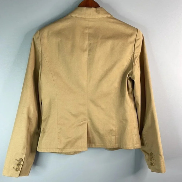 L.L. Bean Neutral Blazer Camel Tan Twill Cotton  Long Sleeve Padded Preppy 6 - Picture 10 of 14